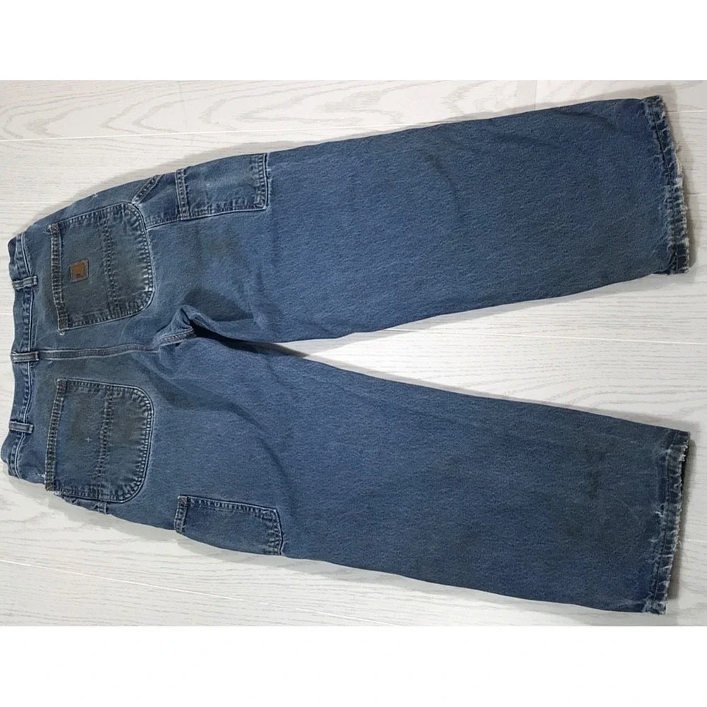 Carhartt Carpenter Jeans Mens 30x29 Blue Flame Resistant Workwear Utility Grunge